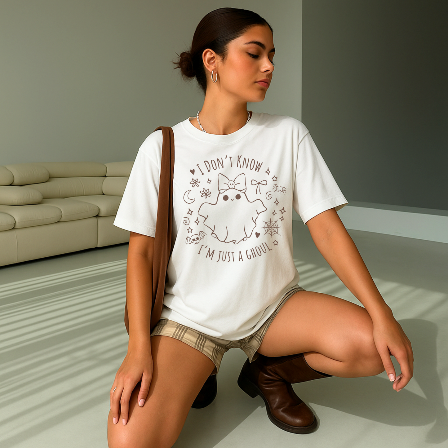 JUST A GHOUL Charli XCX Brat Lyrics Cute Halloween Tee