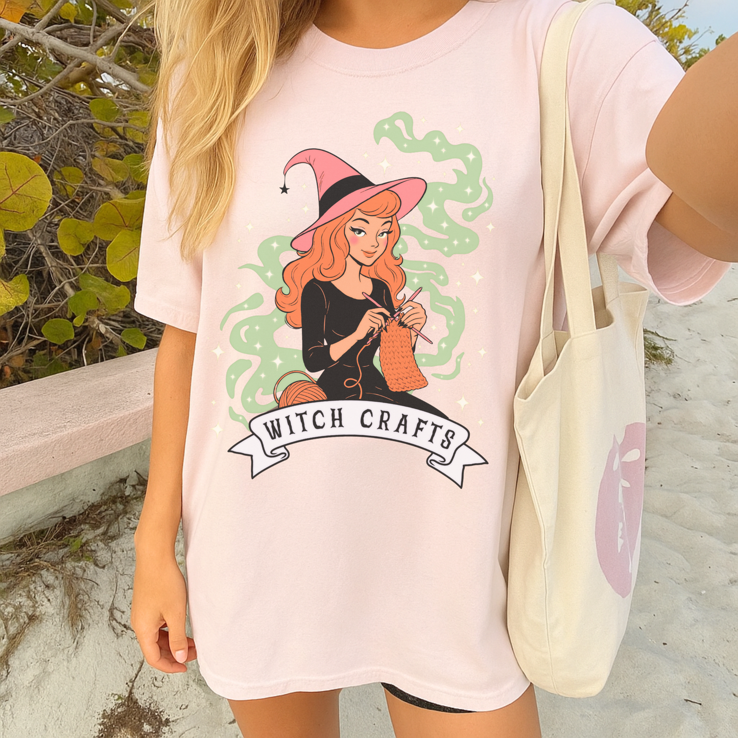 WITCH CRAFTS RETRO Knitting Halloween Tee