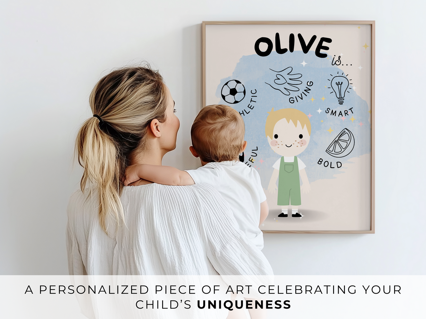 👧 Custom Digital Kids’ Affirmation Art, Personalized Kids' Room Character & Positive Traits Print