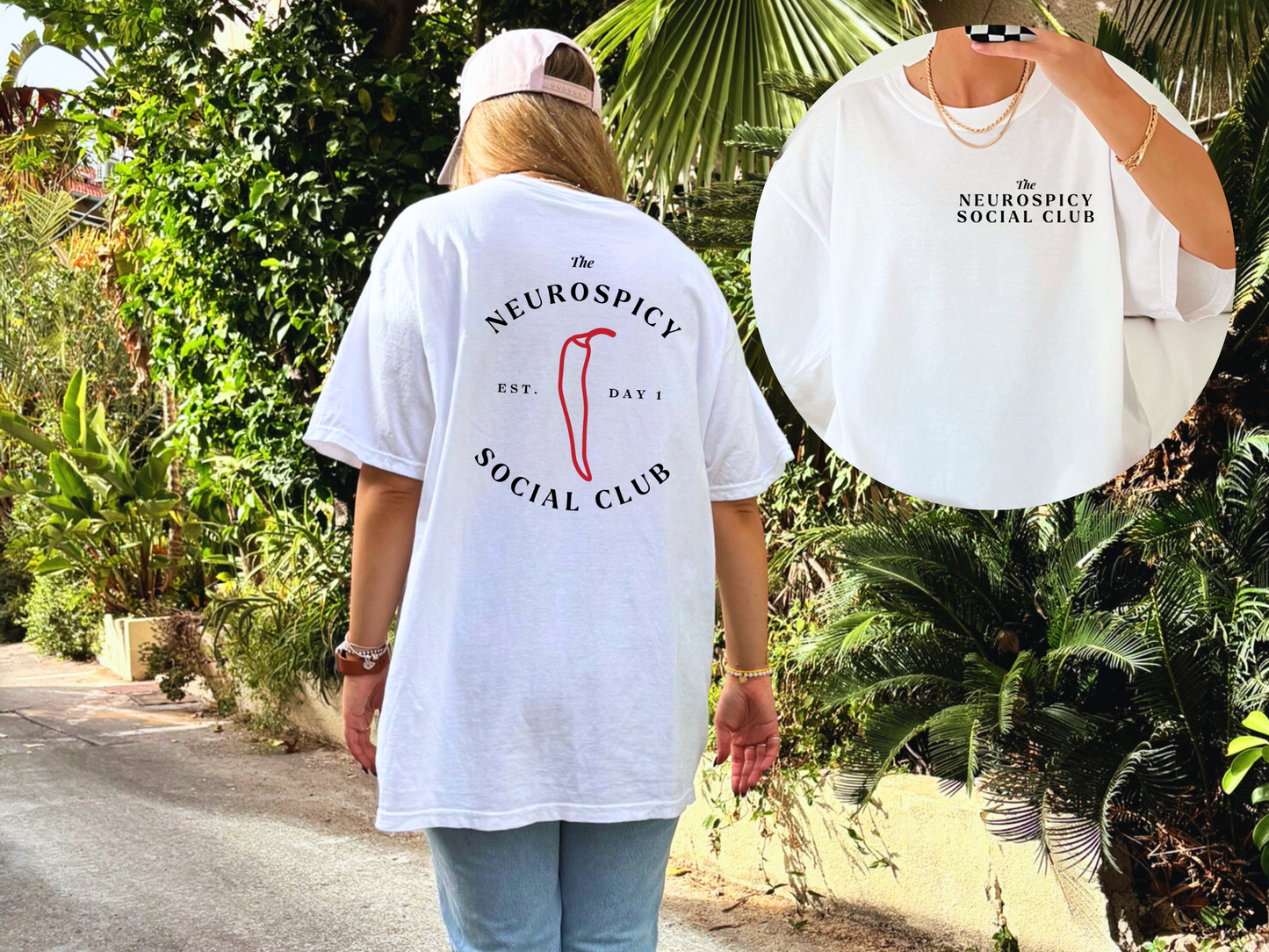 Comfort ColorsĀ® Neurospicy Social Club T-Shirt - Funny Neurodivergent Graphic Front & Back Tee