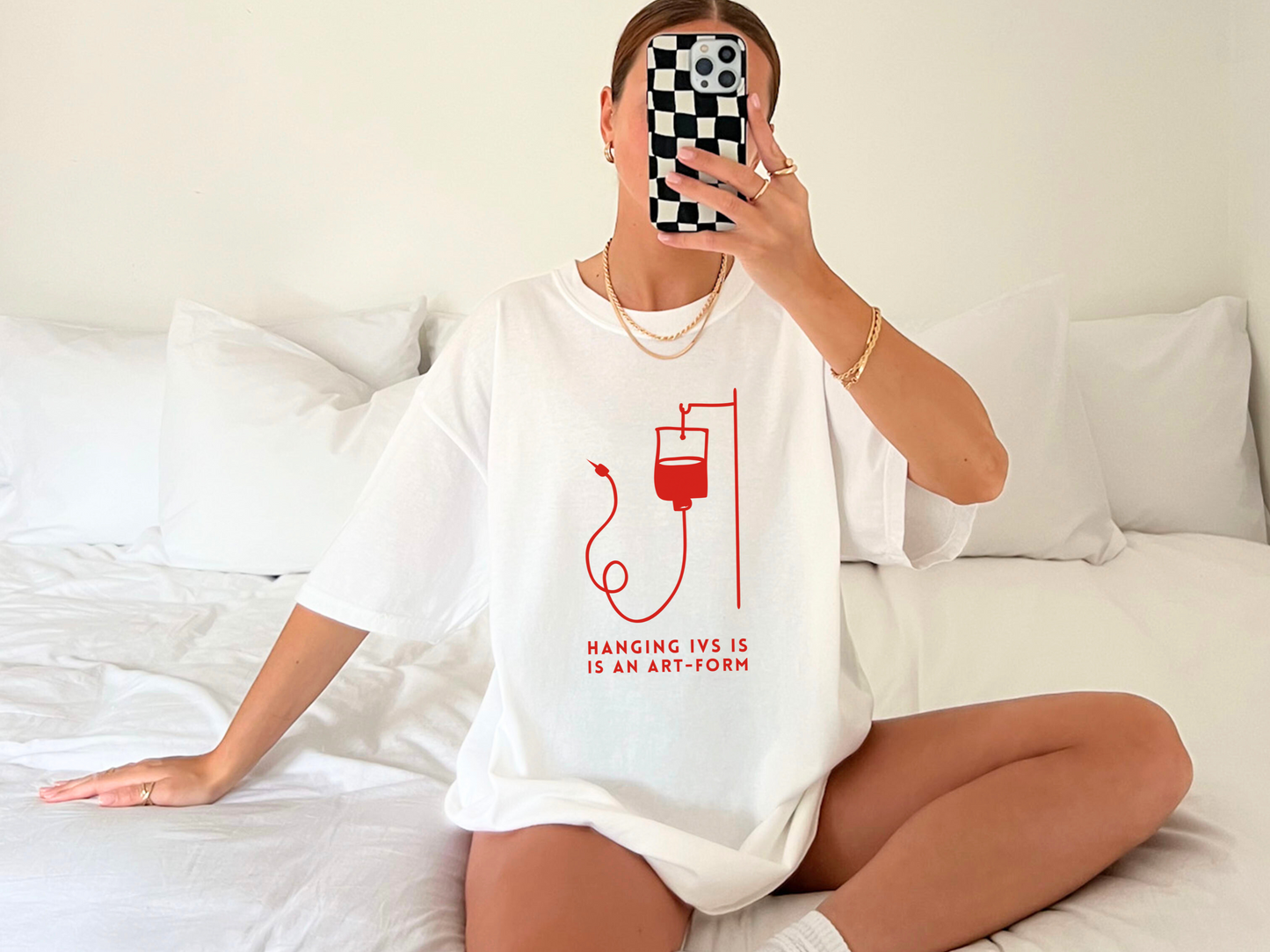 🩸 Hanging IVs Flexy Healthcare Workers & Medical Professionals Tee