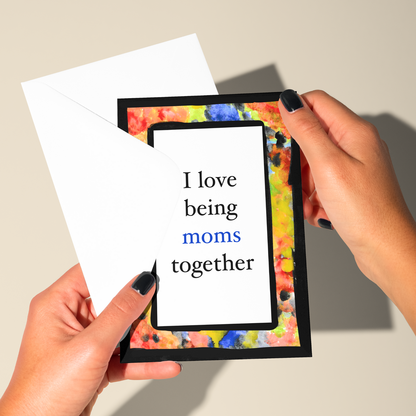 LGBTQ+ TWO MOMS Handmade Lesbian Love card