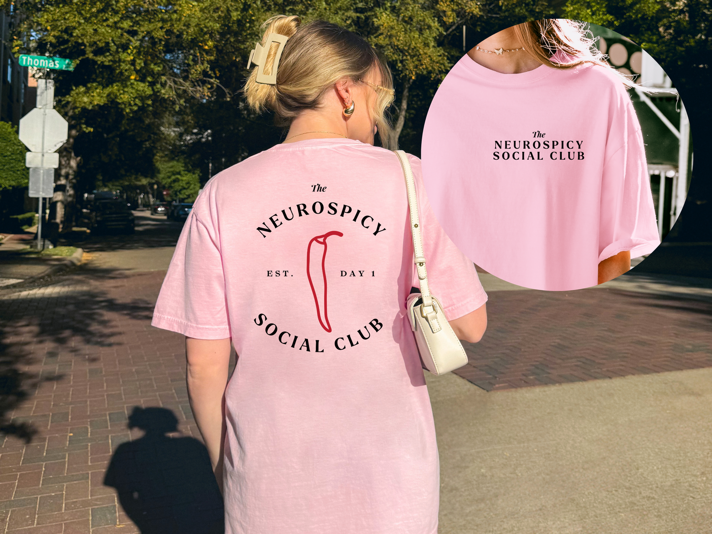 Comfort ColorsĀ® Neurospicy Social Club T-Shirt - Funny Neurodivergent Graphic Front & Back Tee