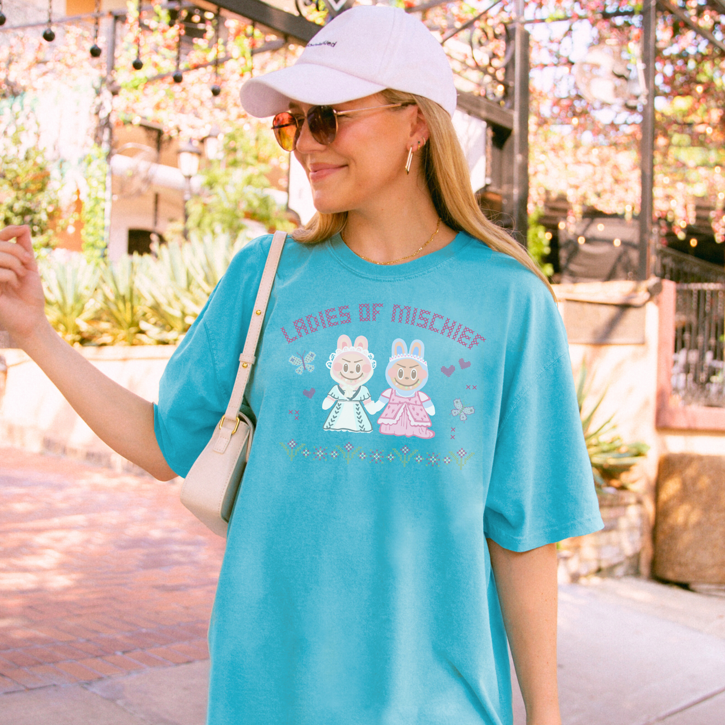 LABUBU INSPIRED LADIES OF MISCHIEF Kawaii Cross Stitch Tee