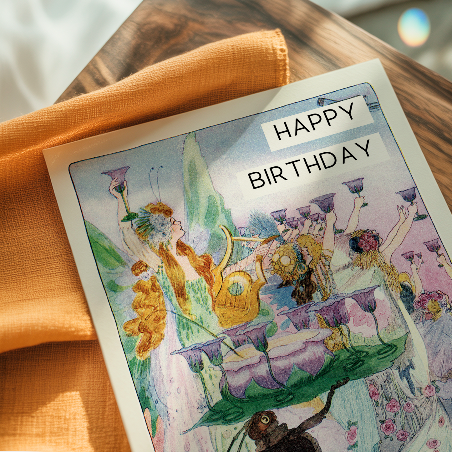 FAIRY BIRTHDAY PARTY Vintage Art Greeting Card