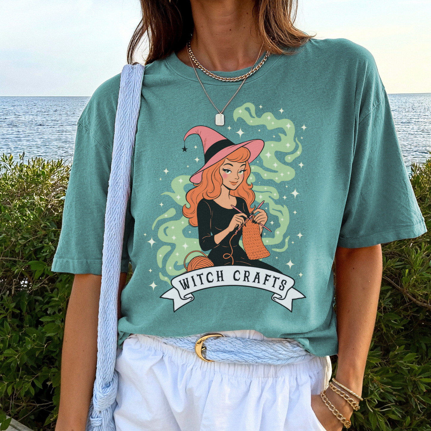 WITCH CRAFTS RETRO Knitting Halloween Tee