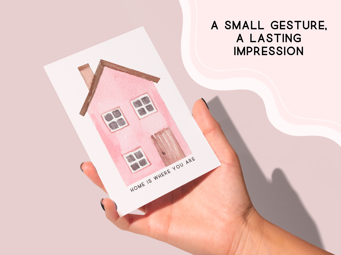 🏡 Romantic Watercolor Love Card – ‘Home is Where You Are’ Handmade Greeting