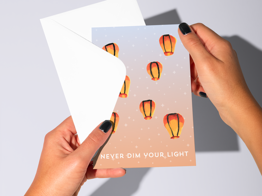 Handmade Support Watercolor Lantern Greeting Card