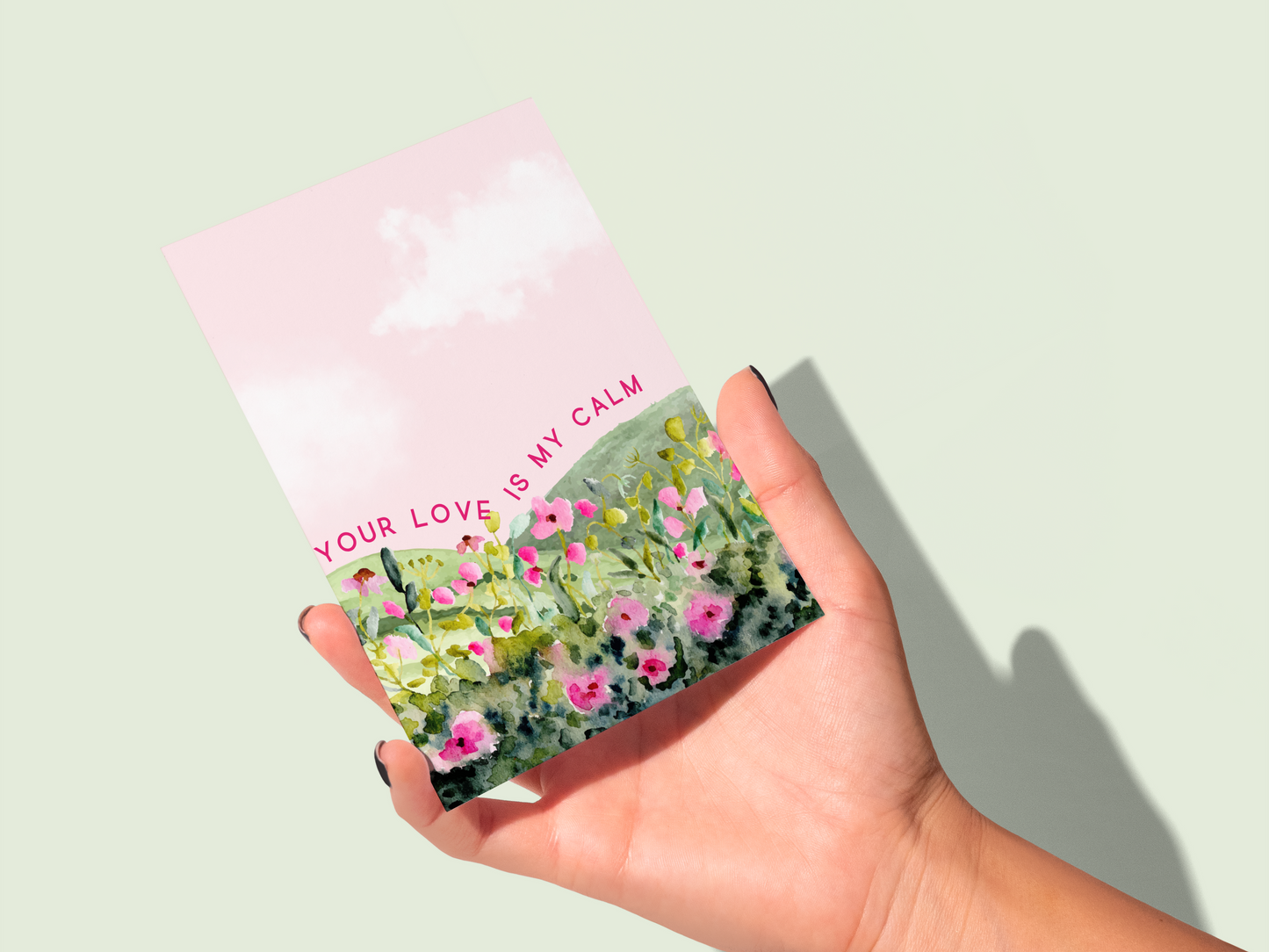 🌸 Romantic Watercolor Love Card – ‘Your Love is My Calm’ Valentine's Greeting