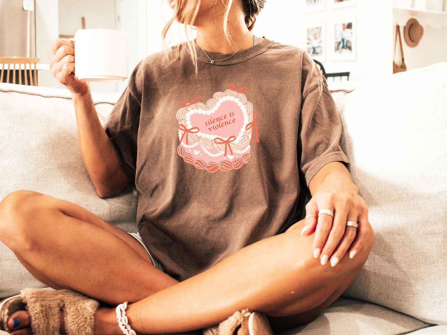 Comfort ColorsĀ® "Silence is Violence" Coquette Cake T-Shirt - Vintage Political Tee