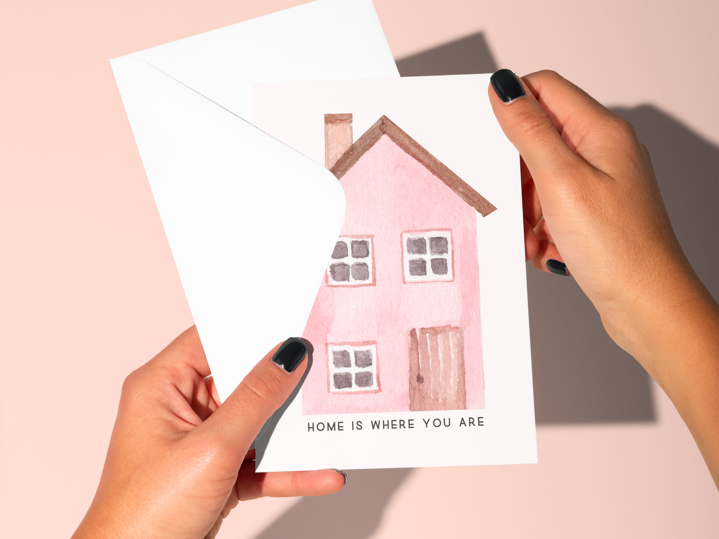 🏡 Romantic Watercolor Love Card – ‘Home is Where You Are’ Handmade Greeting