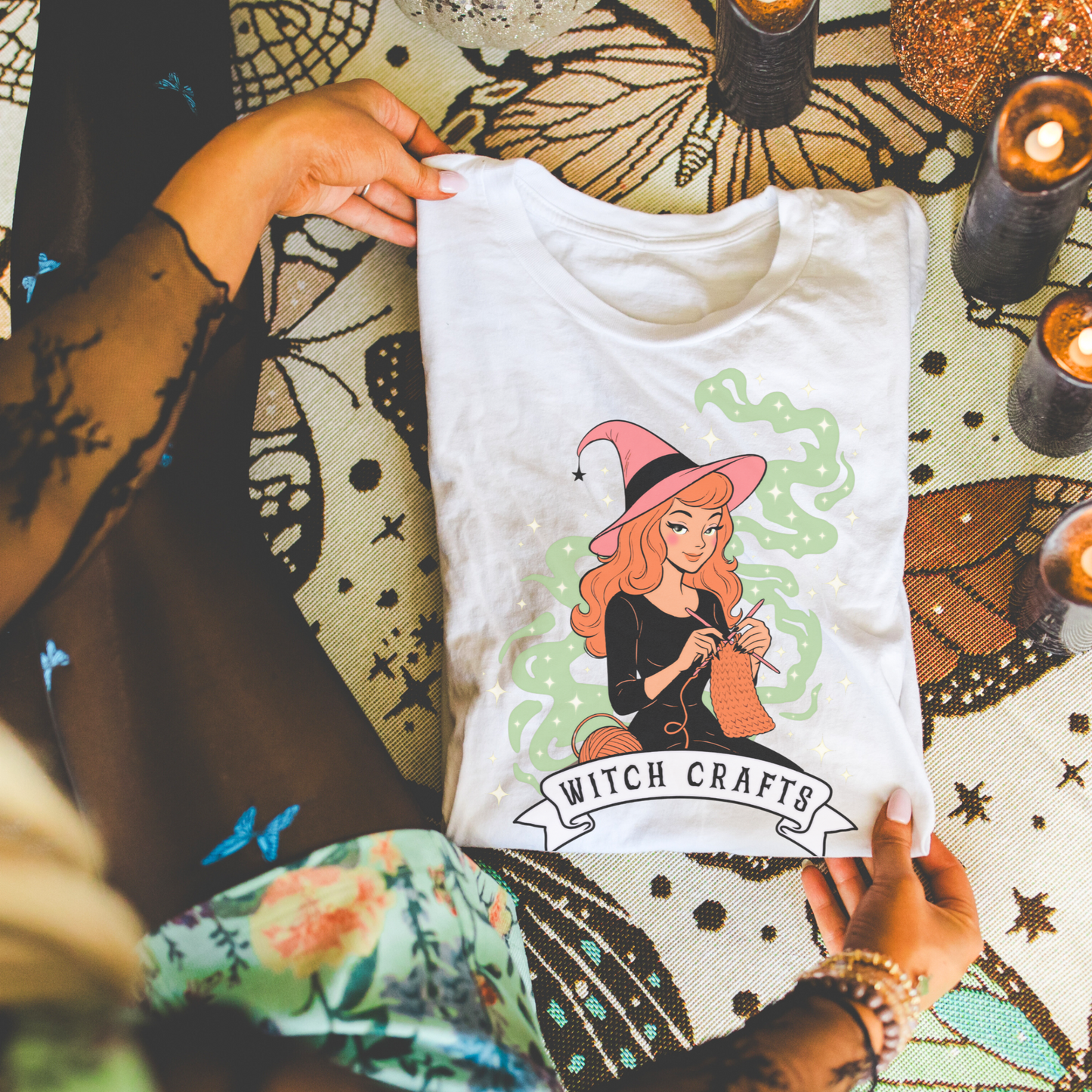 WITCH CRAFTS RETRO Knitting Halloween Tee