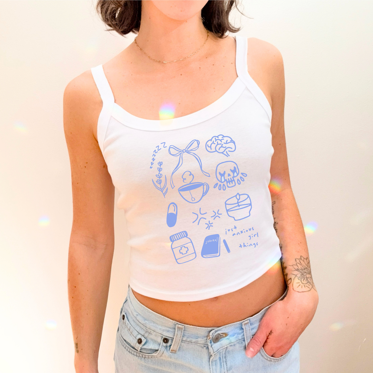 ANXIOUS GIRL THINGS Crop Tank Top