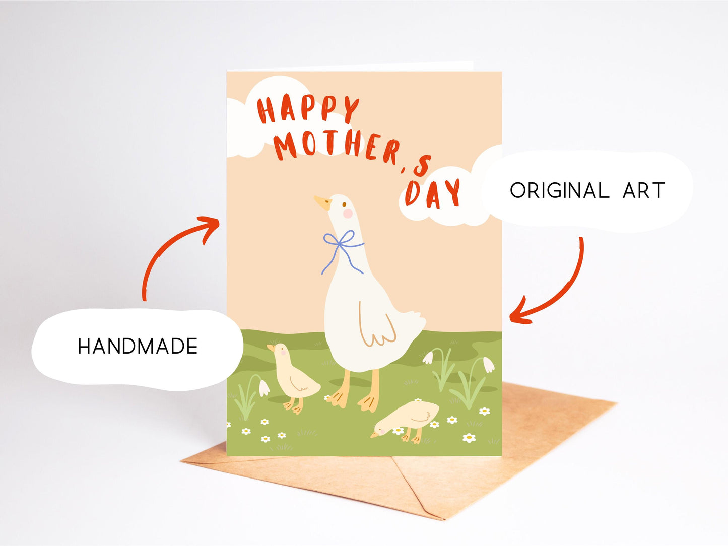 š£ Mother Goose Happy Motherās Day Card - Modern Boho Mom & Babies Art