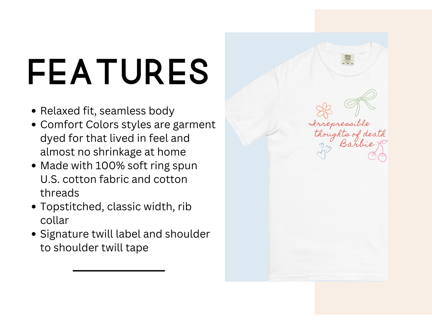 Comfort ColorsĀ® "Thoughts of Death" Barbie T-Shirt - Funny Movie Quote Tee