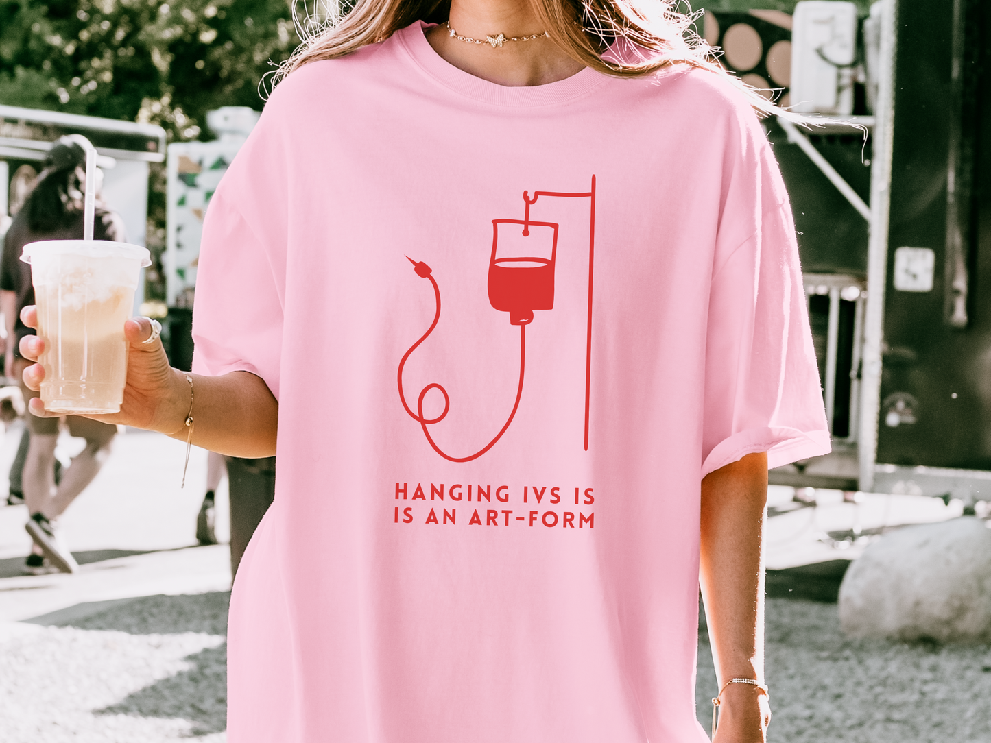 🩸 Hanging IVs Flexy Healthcare Workers & Medical Professionals Tee