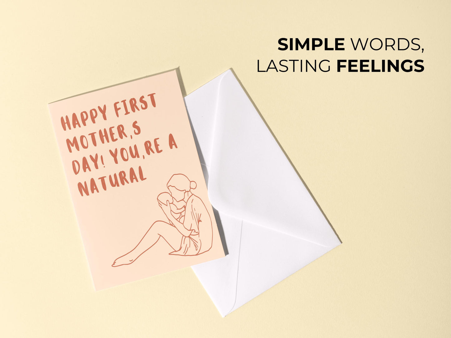 🍼 First Mother’s Day Support Card - Minimalist Neutral New Mom Line Art
