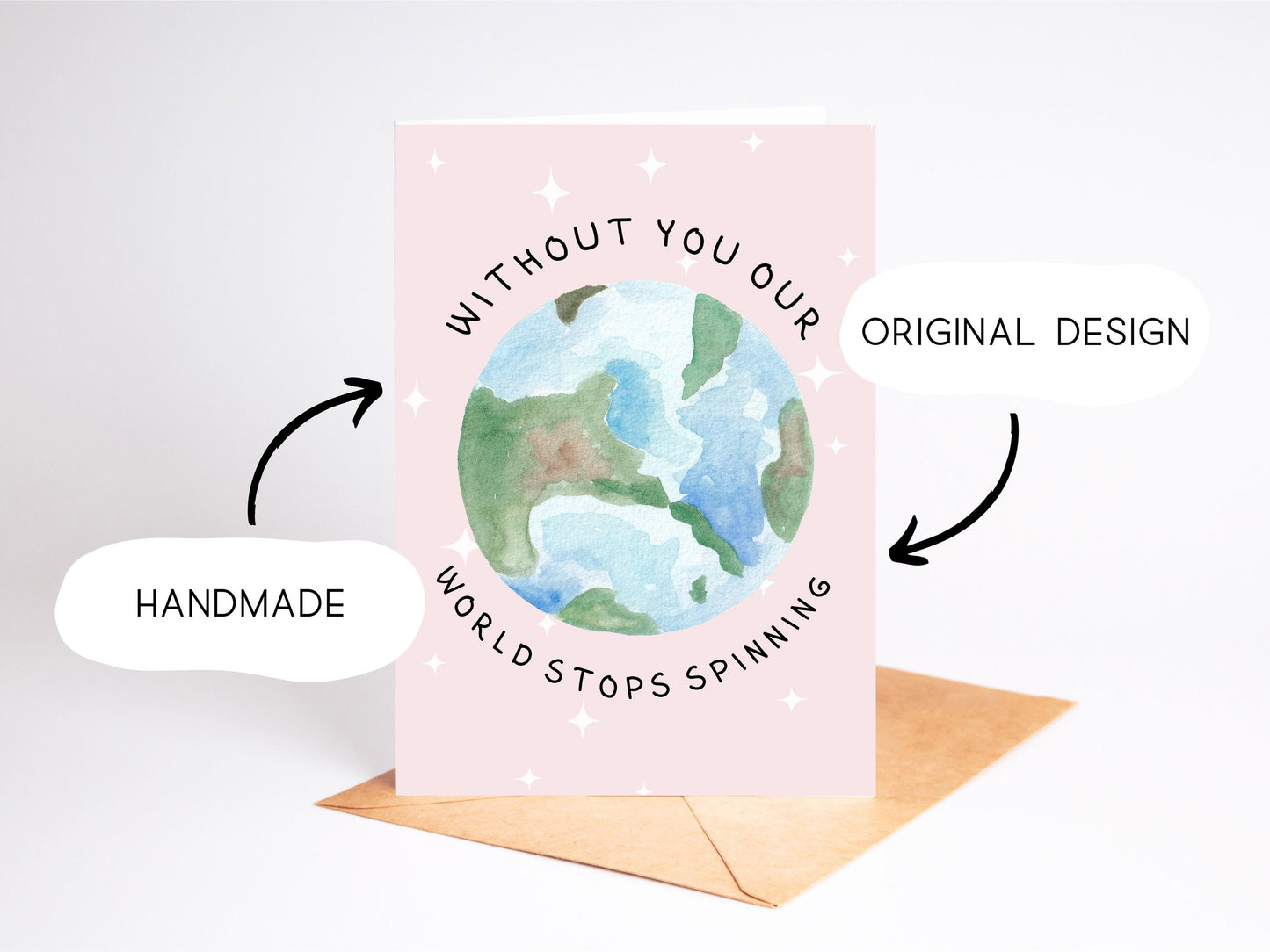 🌍 Our World Stops Happy Mother’s Day Card - Watercolor Earth Art