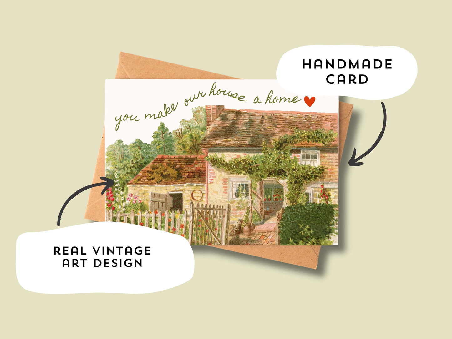 🏡 From Husband Happy Mother’s Day Card for Her - Vintage Cottage Art
