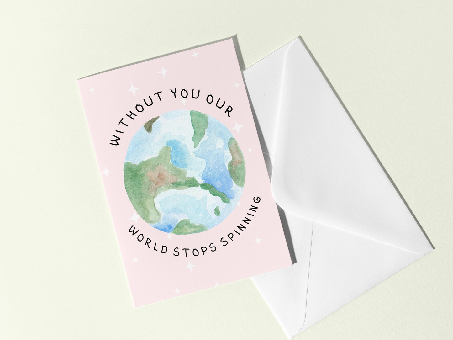 🌍 Our World Stops Happy Mother’s Day Card - Watercolor Earth Art