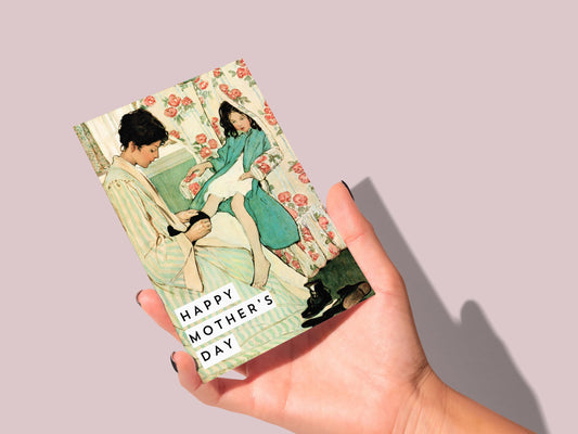 π¨ Vintage Art Happy Motherβs Day Card - Authentic Mother & Daughter Painting