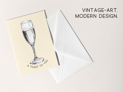 🍾 Vintage Champagne Celebration Card - A Toast to You Greeting Card
