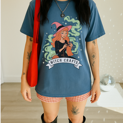 WITCH CRAFTS RETRO Knitting Halloween Tee