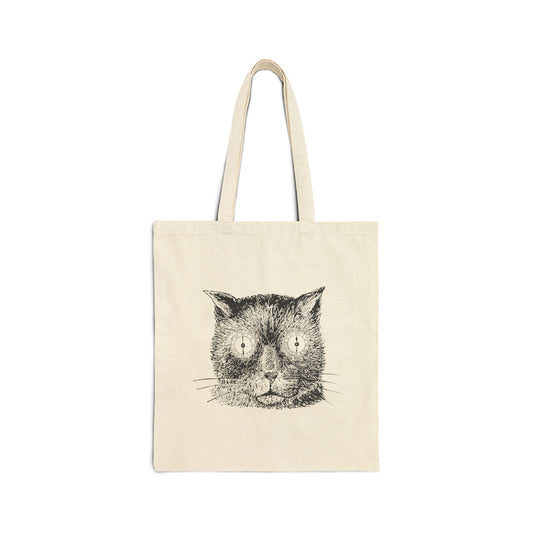 Cute Cat Illustration Cotton Canvas Tote Bag, Eco-Friendly Shopping Bag, Pet Lover Gift, Animal Art Bag, Reusable Grocery Tote