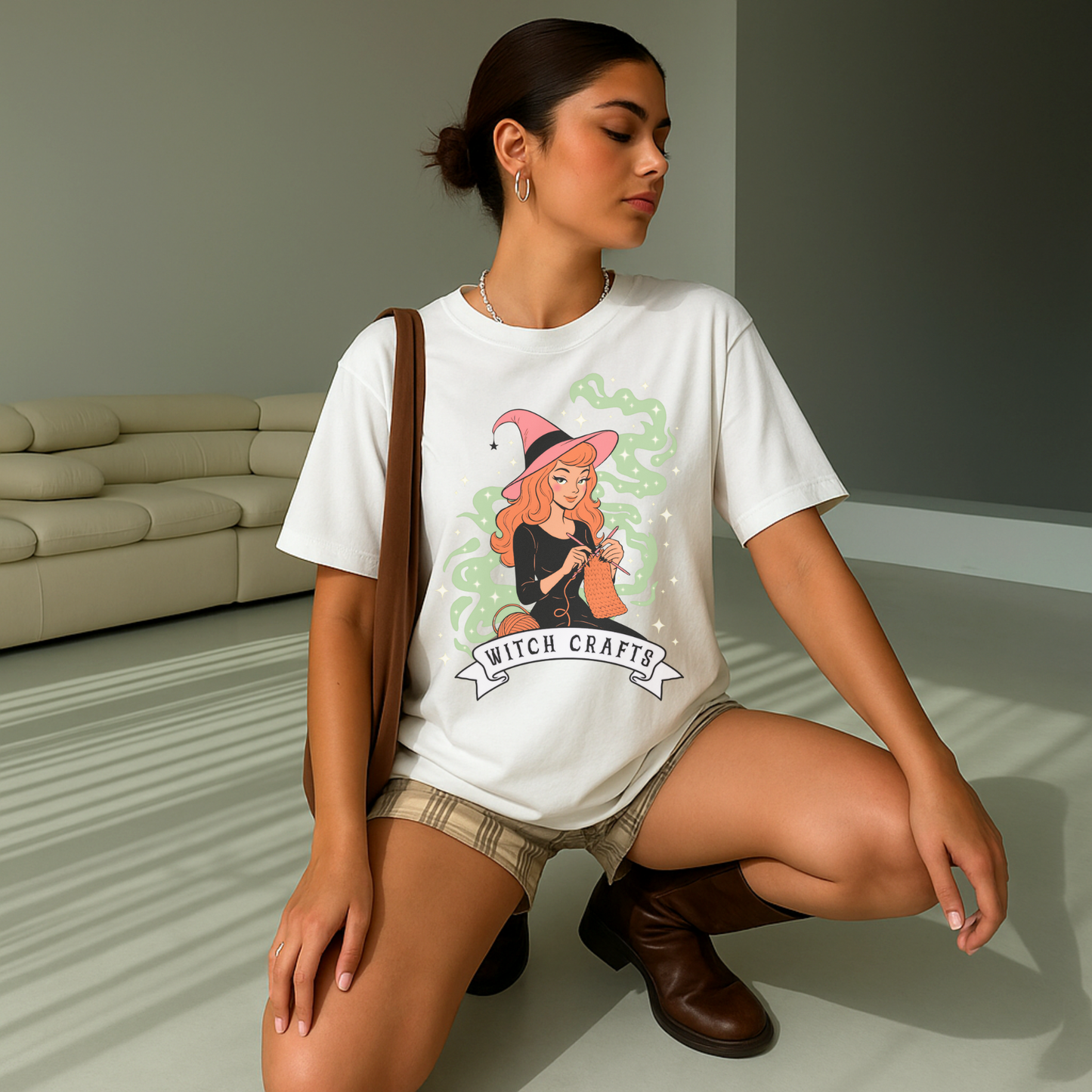 WITCH CRAFTS RETRO Knitting Halloween Tee
