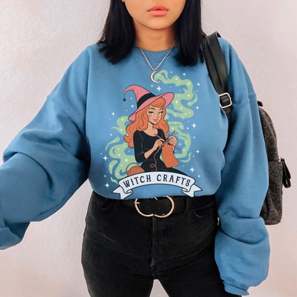 WITCH CRAFTS RETRO Knitting Halloween Sweatshirt,
