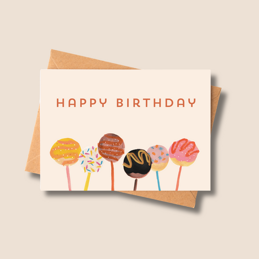 🍰 Cake Pop Happy Birthday Card