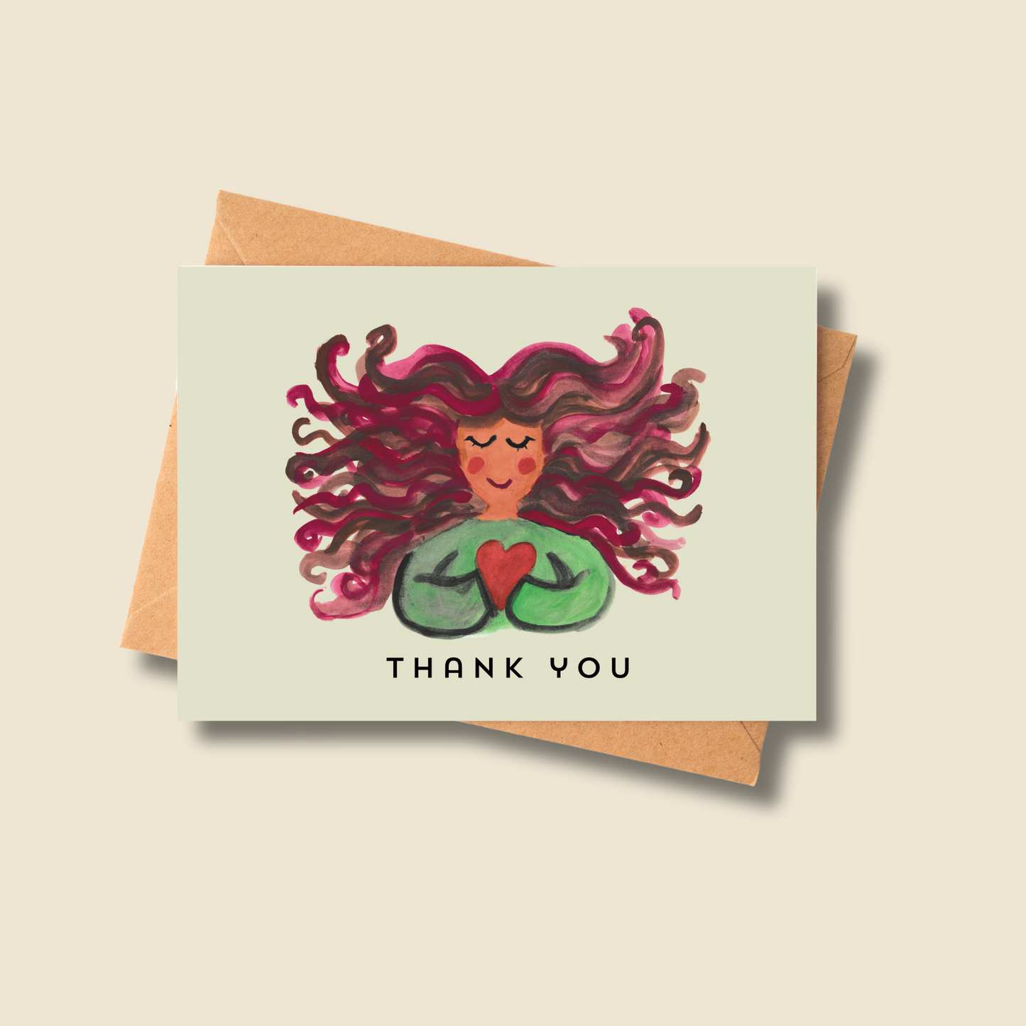 🥰 Watercolor Woman Thank You Card
