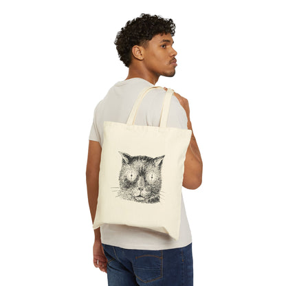 Cute Cat Illustration Cotton Canvas Tote Bag, Eco-Friendly Shopping Bag, Pet Lover Gift, Animal Art Bag, Reusable Grocery Tote