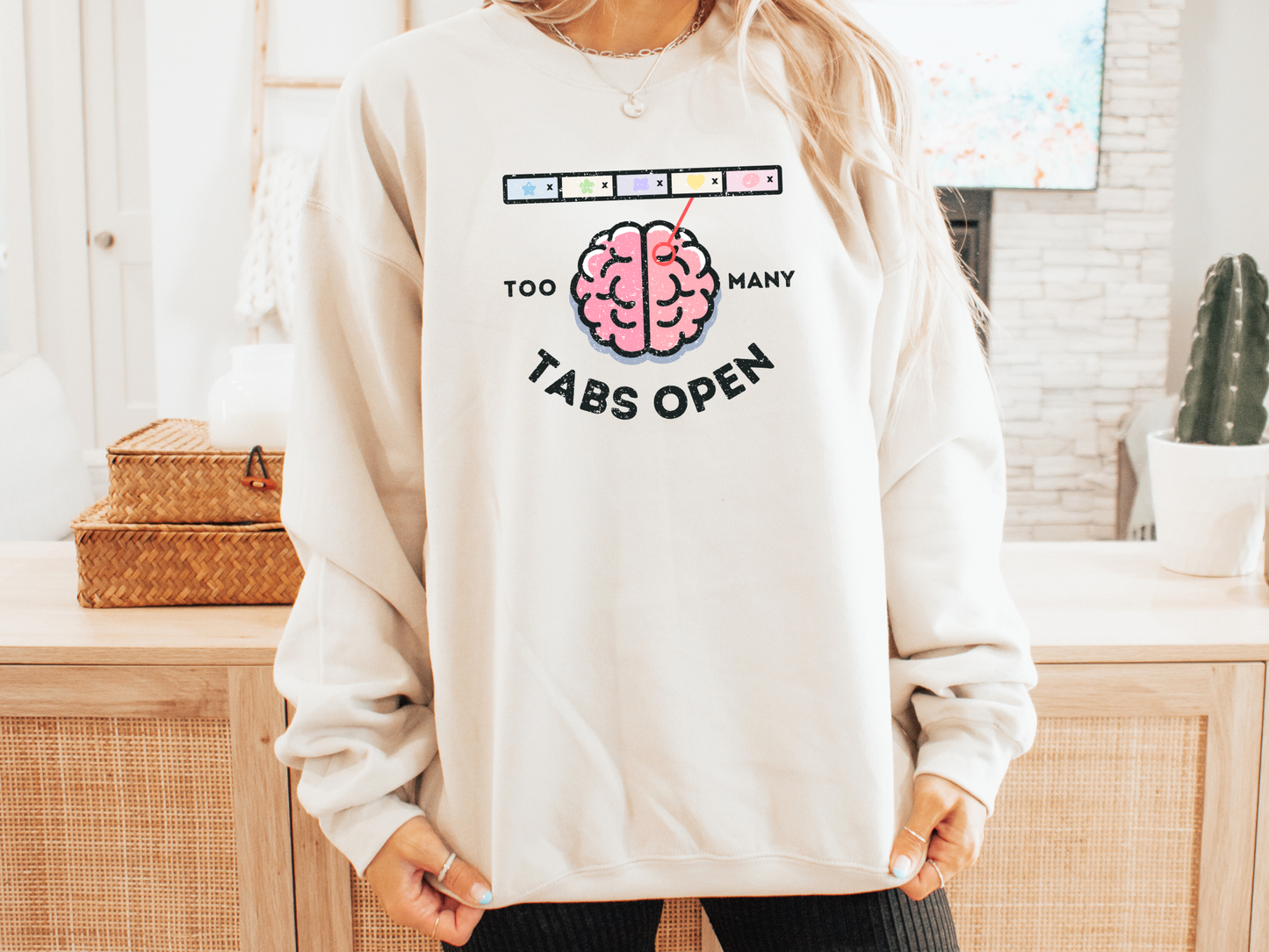 🧠 ADHD "Too Many Tabs" Crewneck Sweatshirt - Funny Graphic Unisex Shirt