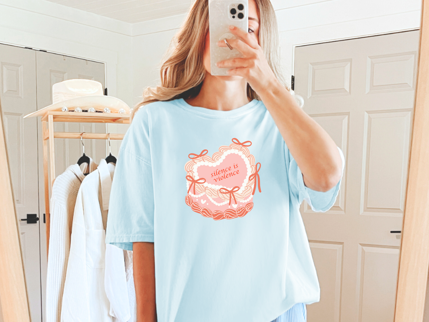 Comfort Colors® "Silence is Violence" Coquette Cake T-Shirt - Vintage Political Tee
