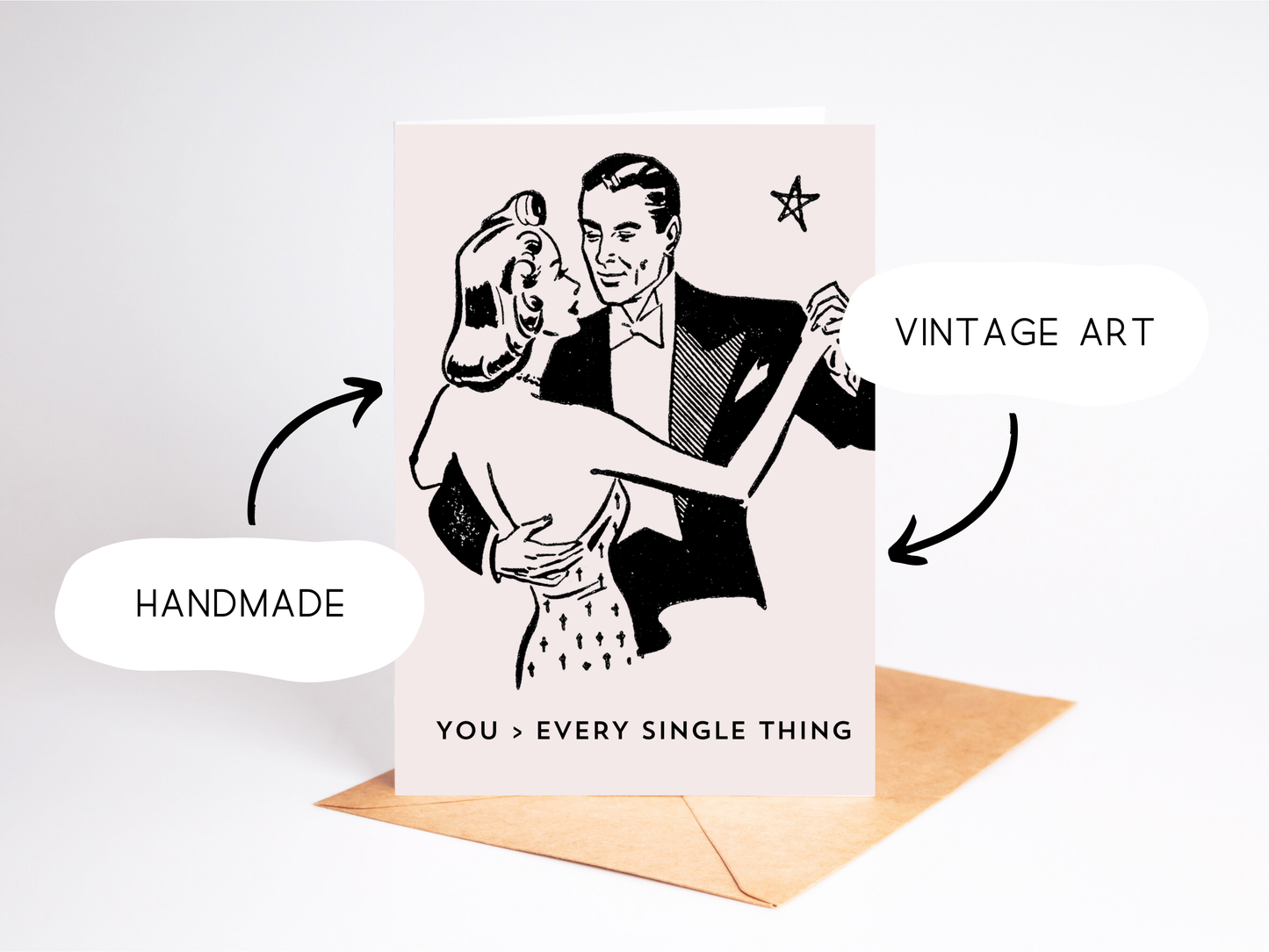 💃 Retro Romantic Love Card – Vintage Art Greeting for Valentine’s or Anniversary