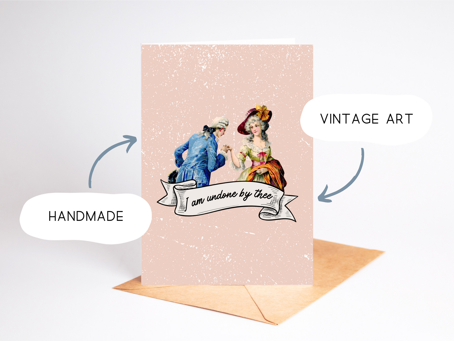 🕰️ Funny Victorian Love Card – ‘Undone By Thee’ Shakespeare-Inspired Humor Valentine