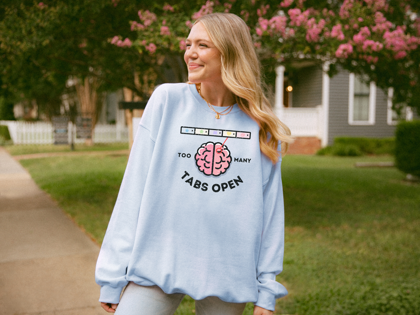 🧠 ADHD "Too Many Tabs" Crewneck Sweatshirt - Funny Graphic Unisex Shirt