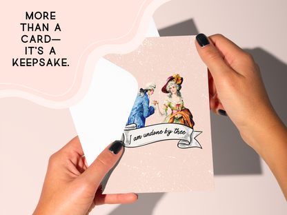 🕰️ Funny Victorian Love Card – ‘Undone By Thee’ Shakespeare-Inspired Humor Valentine