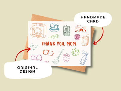 🧽 Thank You Funny & Relatable Mother’s Day Card - Modern Mom Life Doodle Art