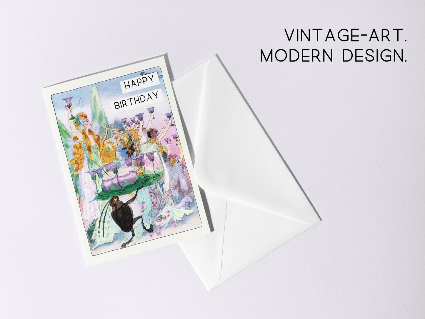 🧚‍♀️ Whimsical Fairy Happy Birthday Card - Vintage Fantasy Art