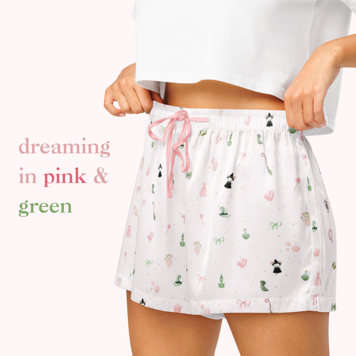 🐭 Wicked-Inspired Pastel Glinda & Elphaba Aesthetic Pajama Shorts