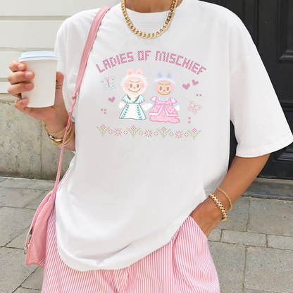 LABUBU INSPIRED LADIES OF MISCHIEF Kawaii Cross Stitch Tee
