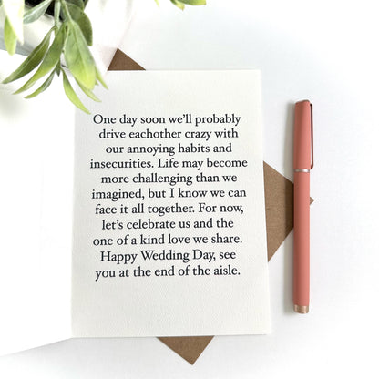 To Husband or Wife on Wedding Day Greeting Card
