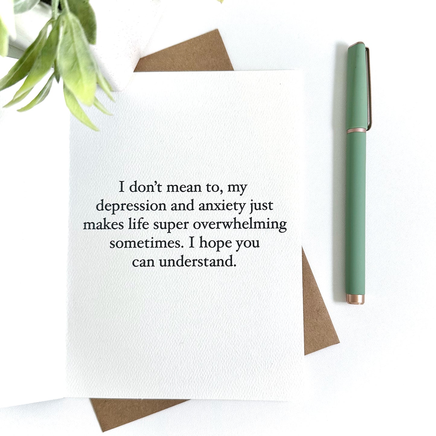 Coping with Depression and Anxiety Apology Greeting Card