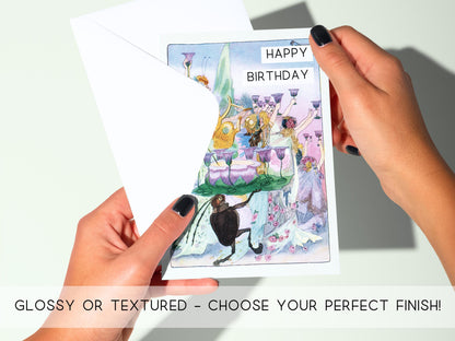 🧚‍♀️ Whimsical Fairy Happy Birthday Card - Vintage Fantasy Art
