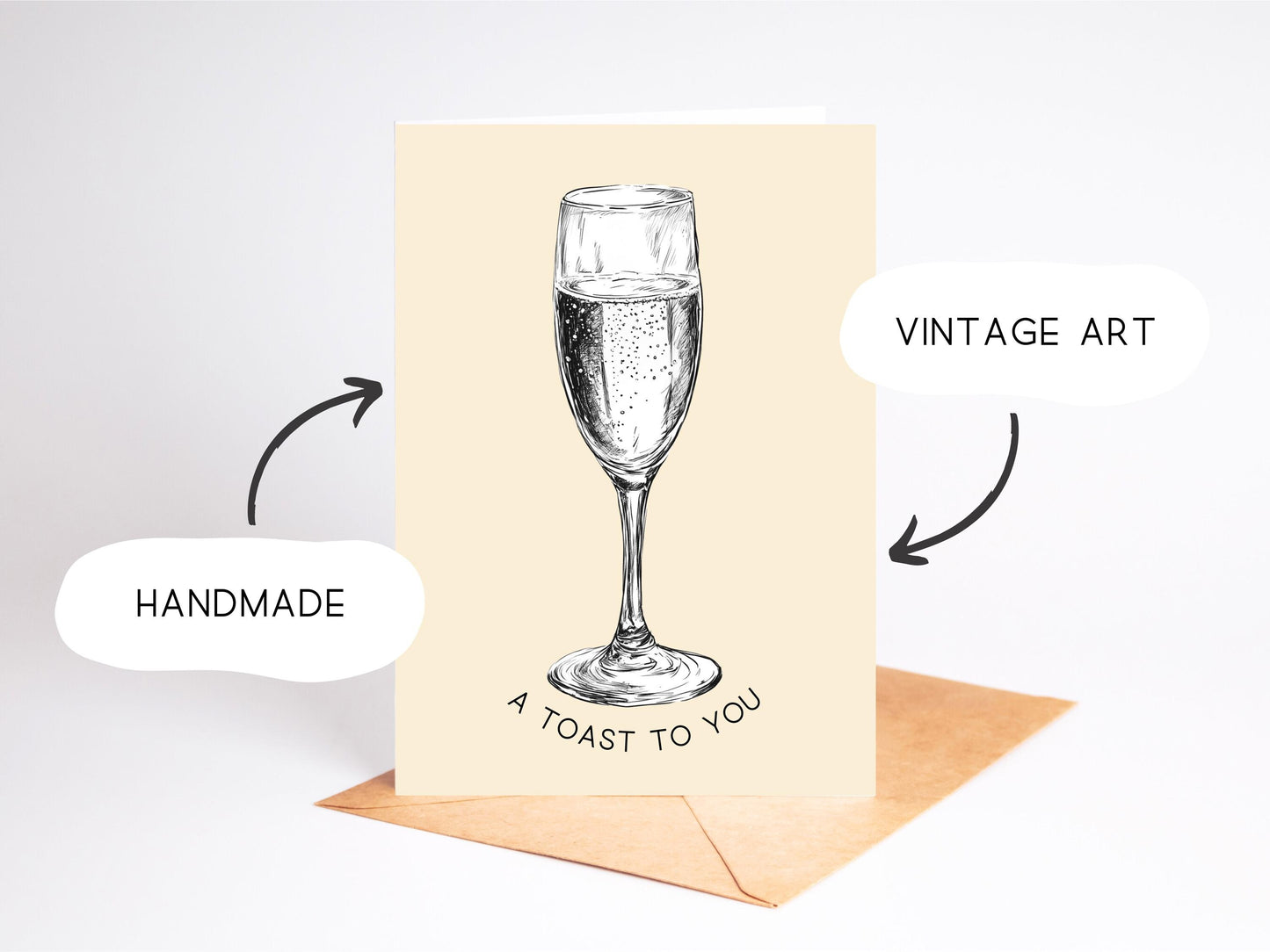 🍾 Vintage Champagne Celebration Card - A Toast to You Greeting Card